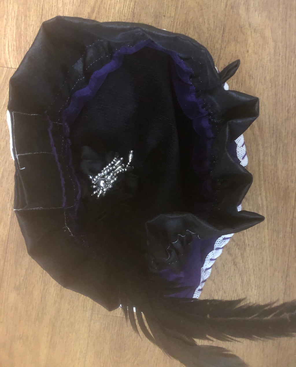 Ren Faire Purple cotton hand made velvet Tudor Muffin hat with trims
