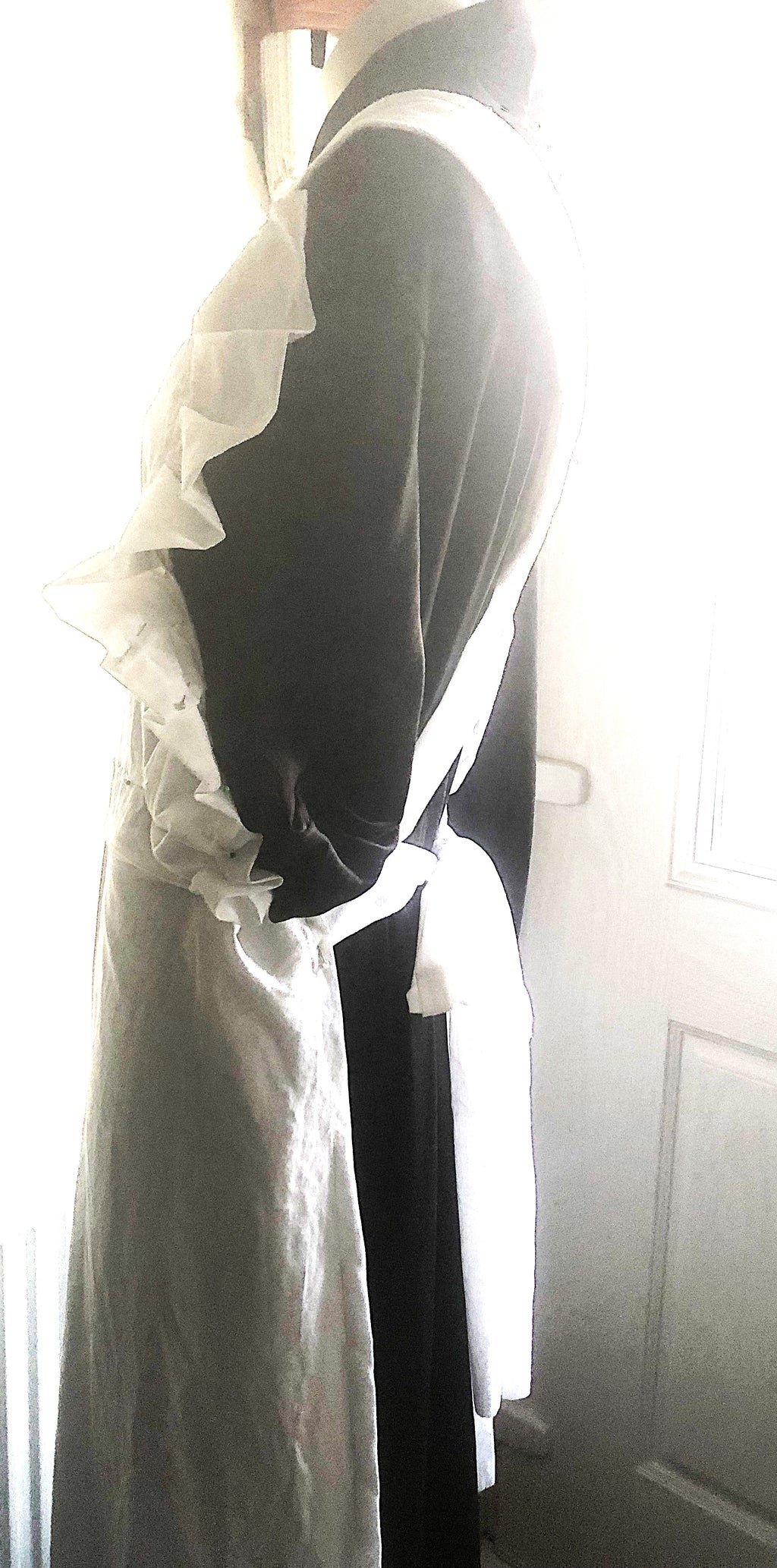 Georgian Victorian Maid outfit -Frilly Apron , Black Dress and Accessories