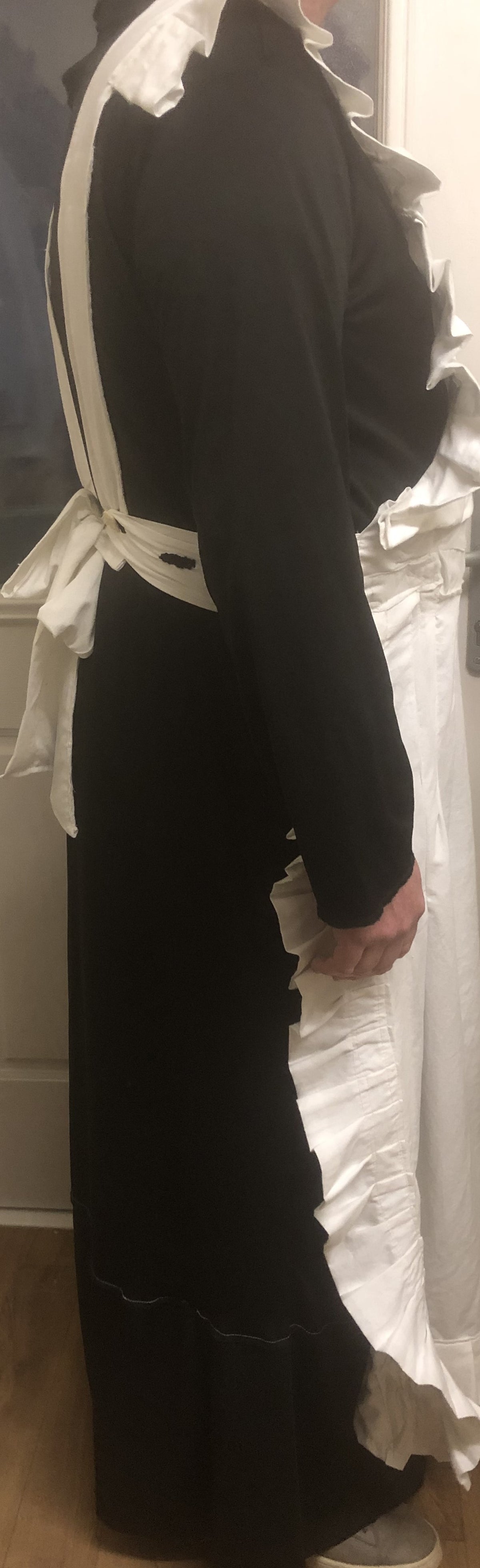 Georgian Victorian Maid outfit -Frilly Apron , Black Dress and Accessories